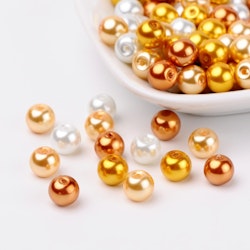 Glaspärlor, 8mm, 100st, Caramel Mix