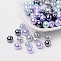 Glaspärlor, 8mm, 100st, Silver-Grey Mix