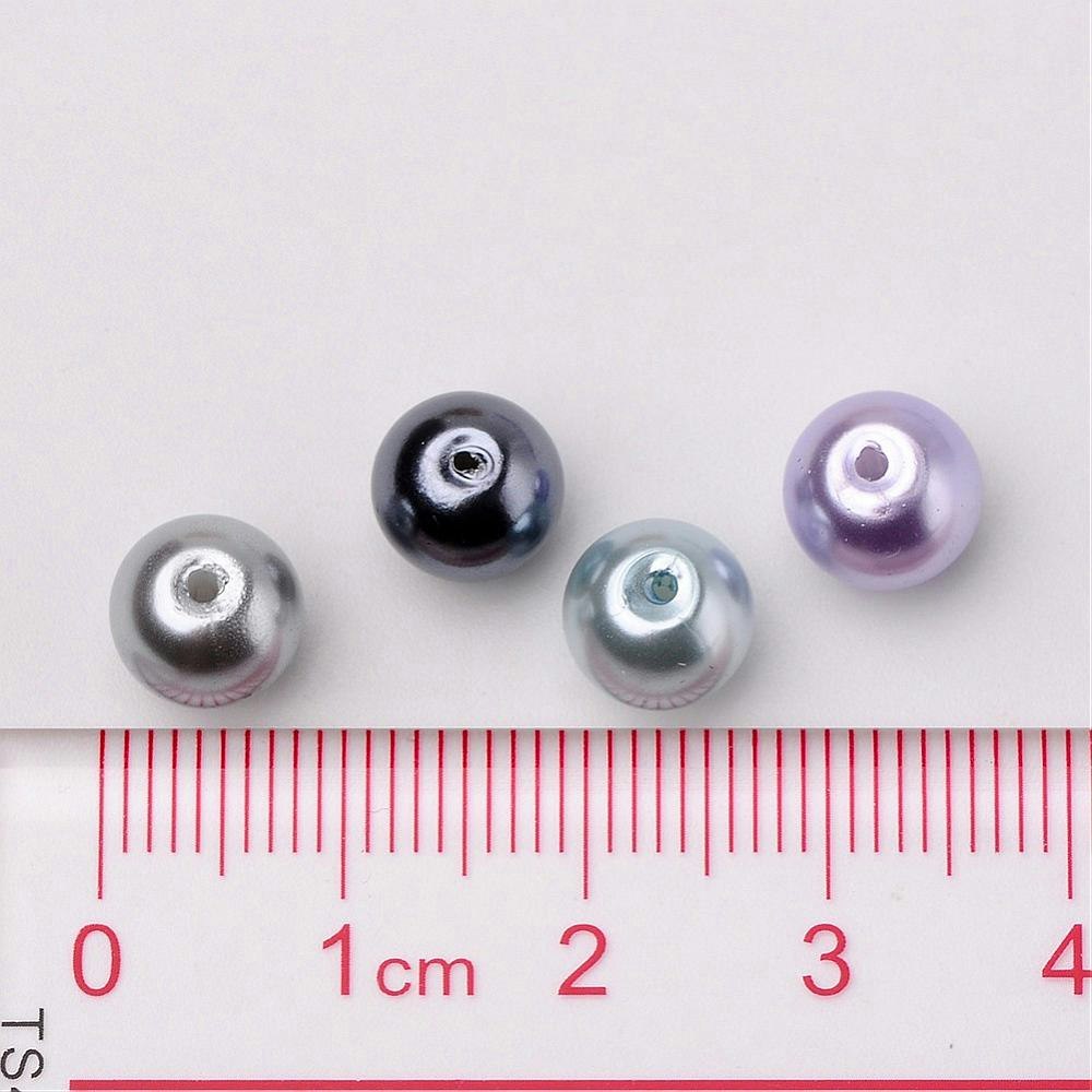Glaspärlor, 8mm, 100st, Silver-Grey Mix