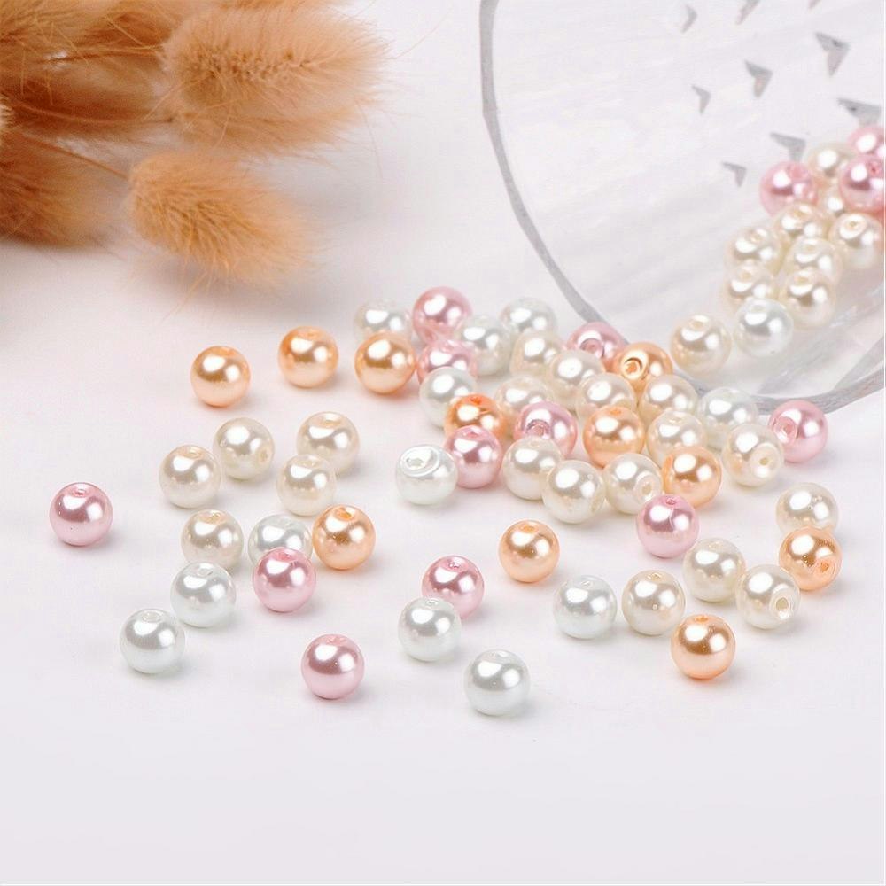 Glaspärlor, 8mm, 100st, Barely Pink Mix