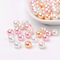 Glaspärlor, 8mm, 100st, Barely Pink Mix