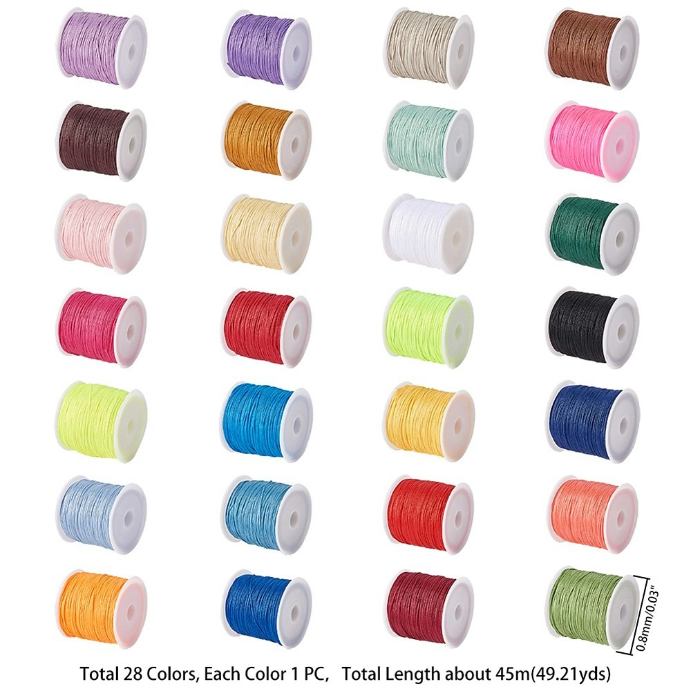 Nylontråd, Mixade Färger, 28 rullar, 0,8mm, 45m