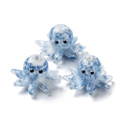 Lampwork, Glaspärlor, Bläckfisk, Steel Blue