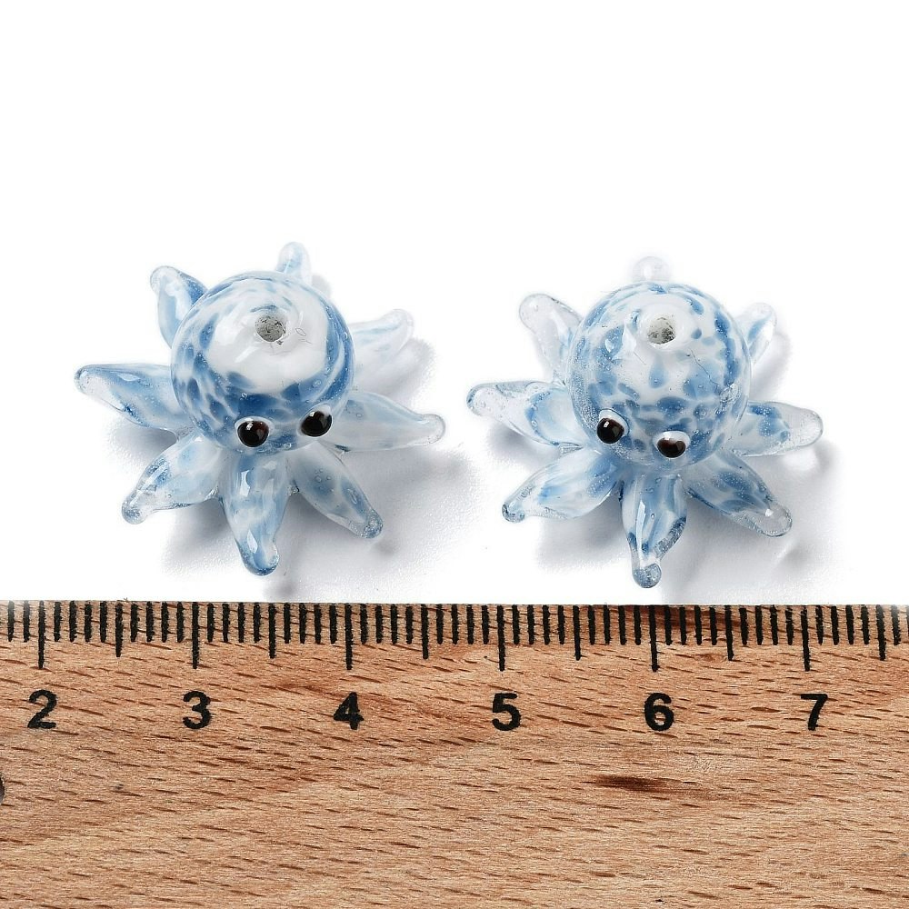 Lampwork, Glaspärlor, Bläckfisk, Steel Blue