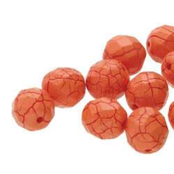 Tjeckiska Firepolish, 4mm, Orange/Dark Red