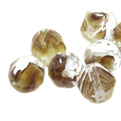 Tjeckiska Firepolish, 4mm, Light Brown Tortoise Shell