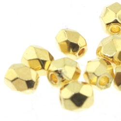 Tjeckiska Firepolish, 3mm, 24 Karat Gold plated