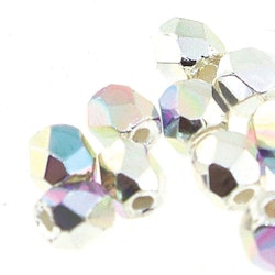 Tjeckiska Firepolish, 3mm, Silver Plate AB