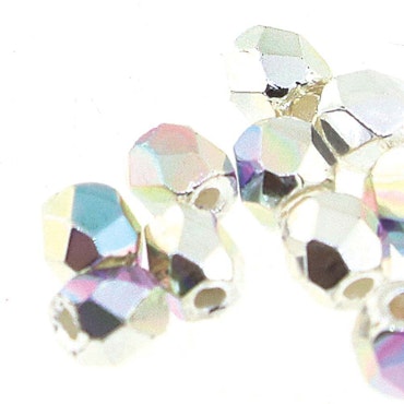 Tjeckiska Firepolish, 3mm, Silver Plate AB