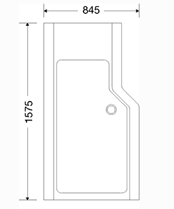 NORDHEM APELVIKEN 1575x850x590 VIT STANDARD VÄNSTER ENKEL