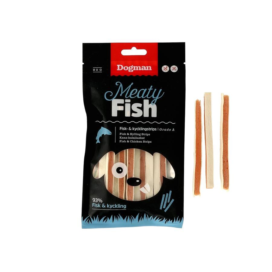 Dogman Hundgodis Meaty Fisk och Kycklingstrips 80g