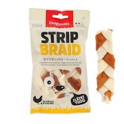 Dogman Chicken strip braid 3p Vit S 12,5cm