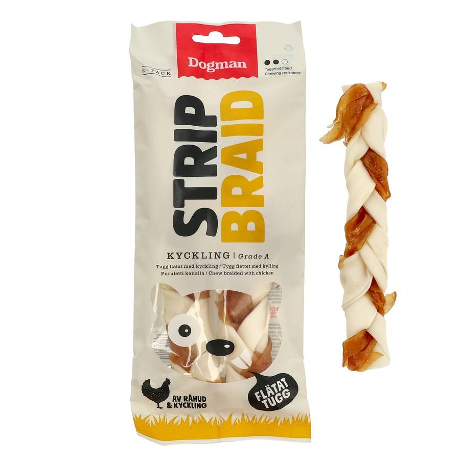 Dogman Chicken strip braid 2p Vit M 17,5cm