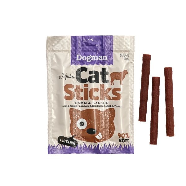 Dogman Cat sticks kalkon lamm 3p 18g