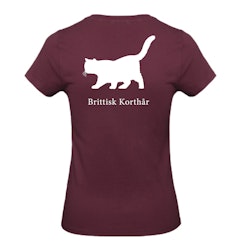 T-shirt Dam, Kattraser - Burgundy