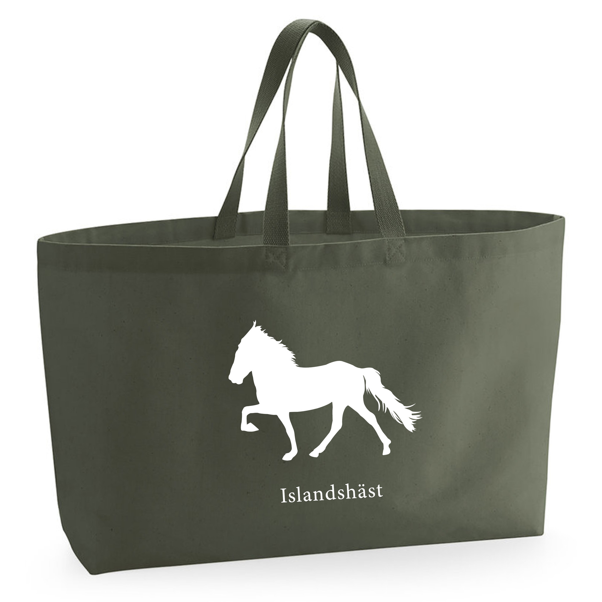 Tygkasse Hästraser Olivgrön - Oversized bag