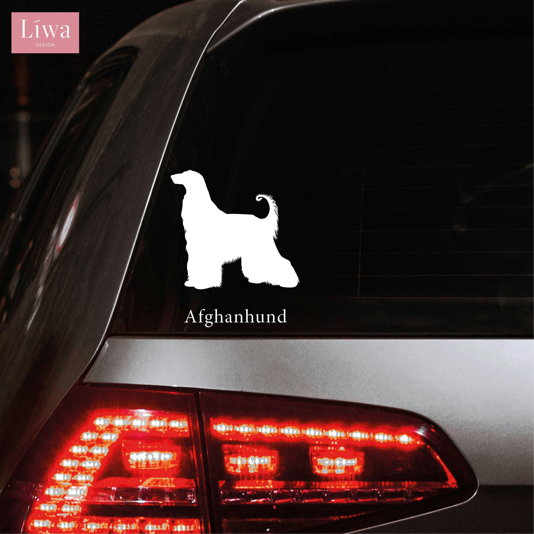 Bildekal - Afghanhund - med rasnamn