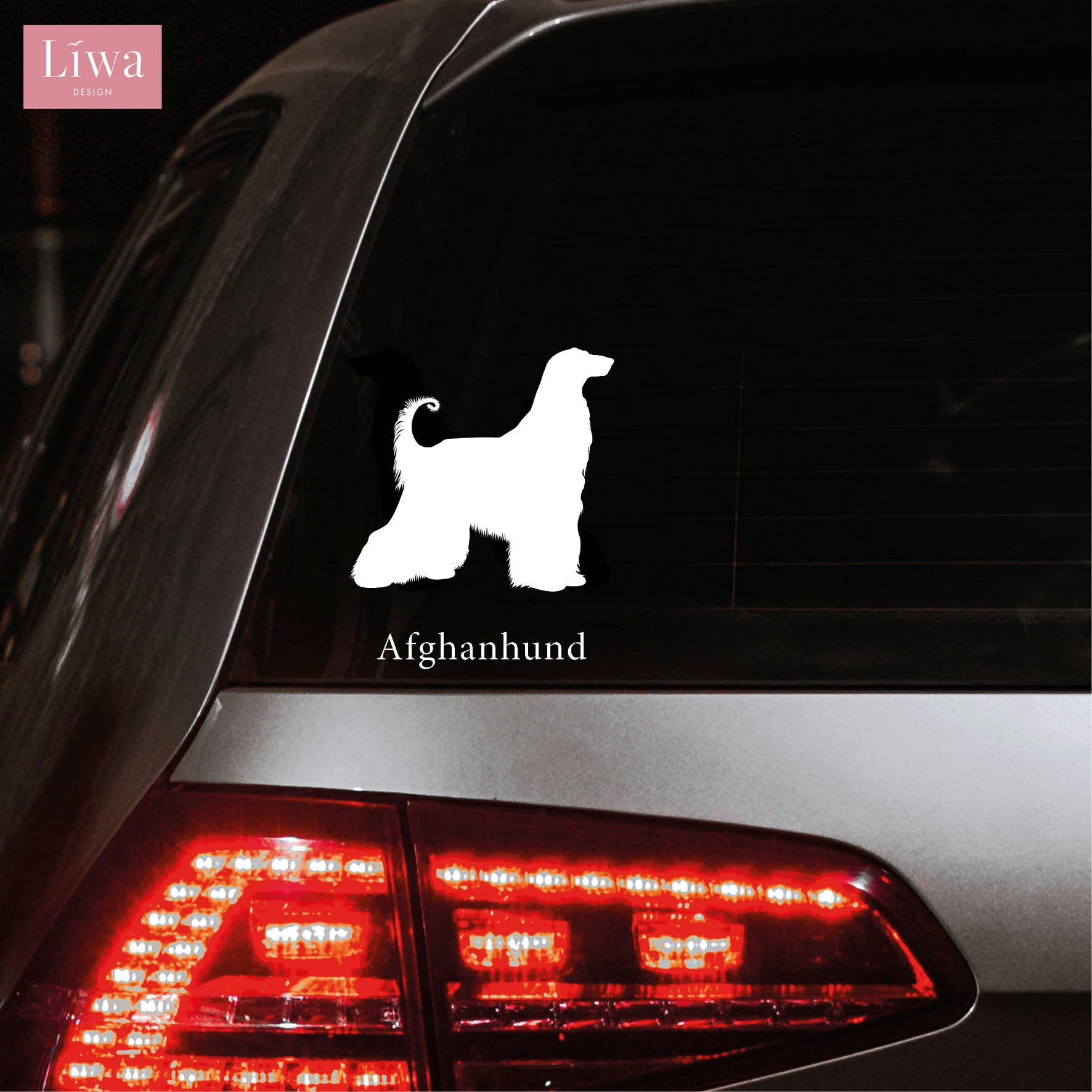 Bildekal - Afghanhund - med rasnamn