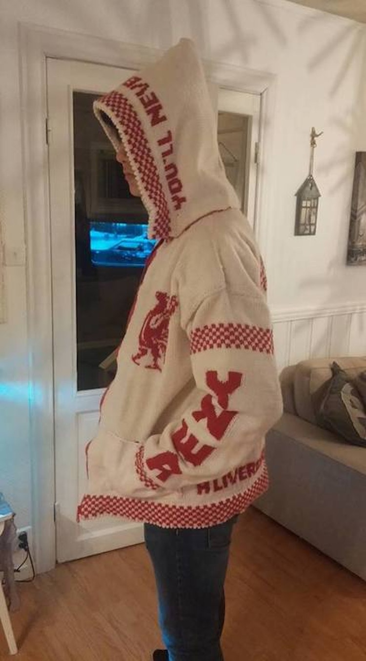 Mønster på jakken : A liverbird upon my chest