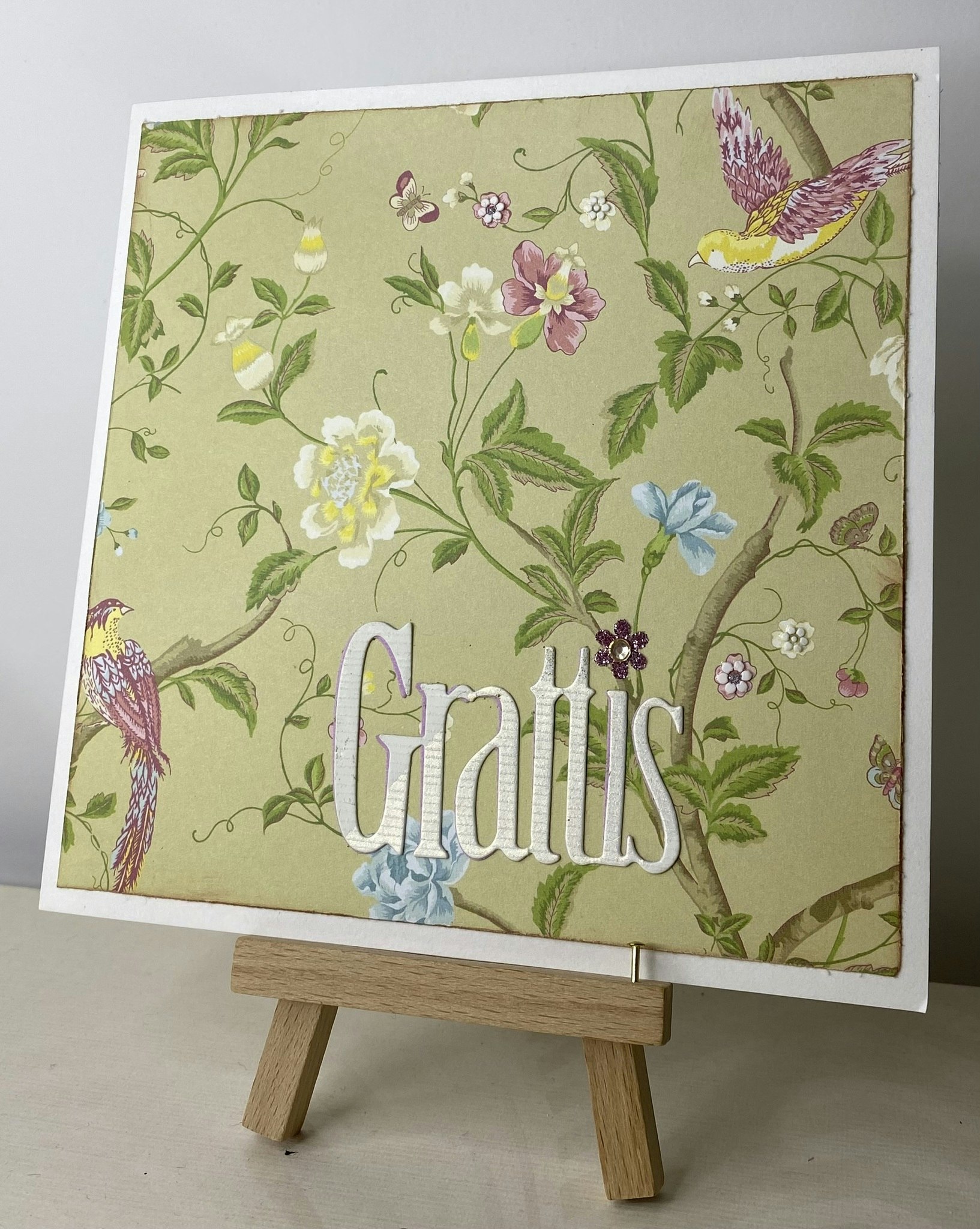 Grattis - Blommor & fåglar