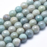 Facetterad amazonite melerad 6 mm, 1 sträng