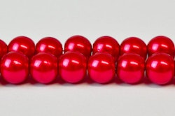 Vaxade glaspärlor 3 mm röda, 1 sträng