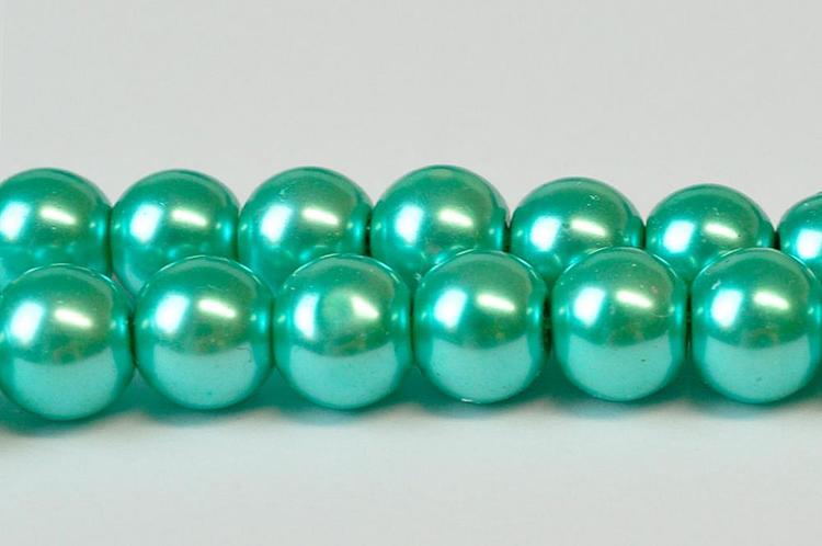 Vaxade glaspärlor 3 mm blågrön, 1 sträng