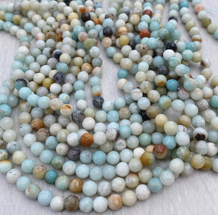 Facetterad Amazonite 4 mm multi, 1 sträng