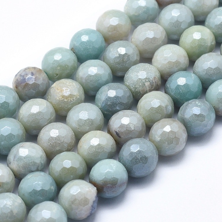 Facetterad amazonite melerad 10 mm, 1 sträng