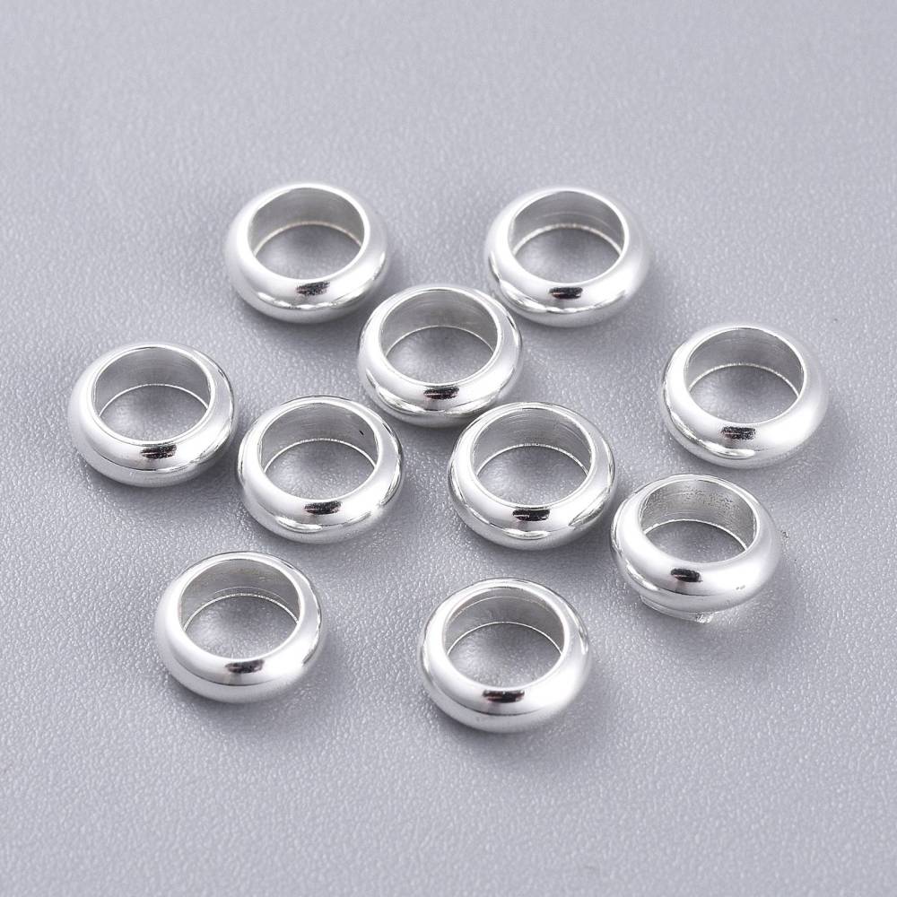 Silverfärgat rostfritt stål rondeller med stora hål 6 mm, 10 st