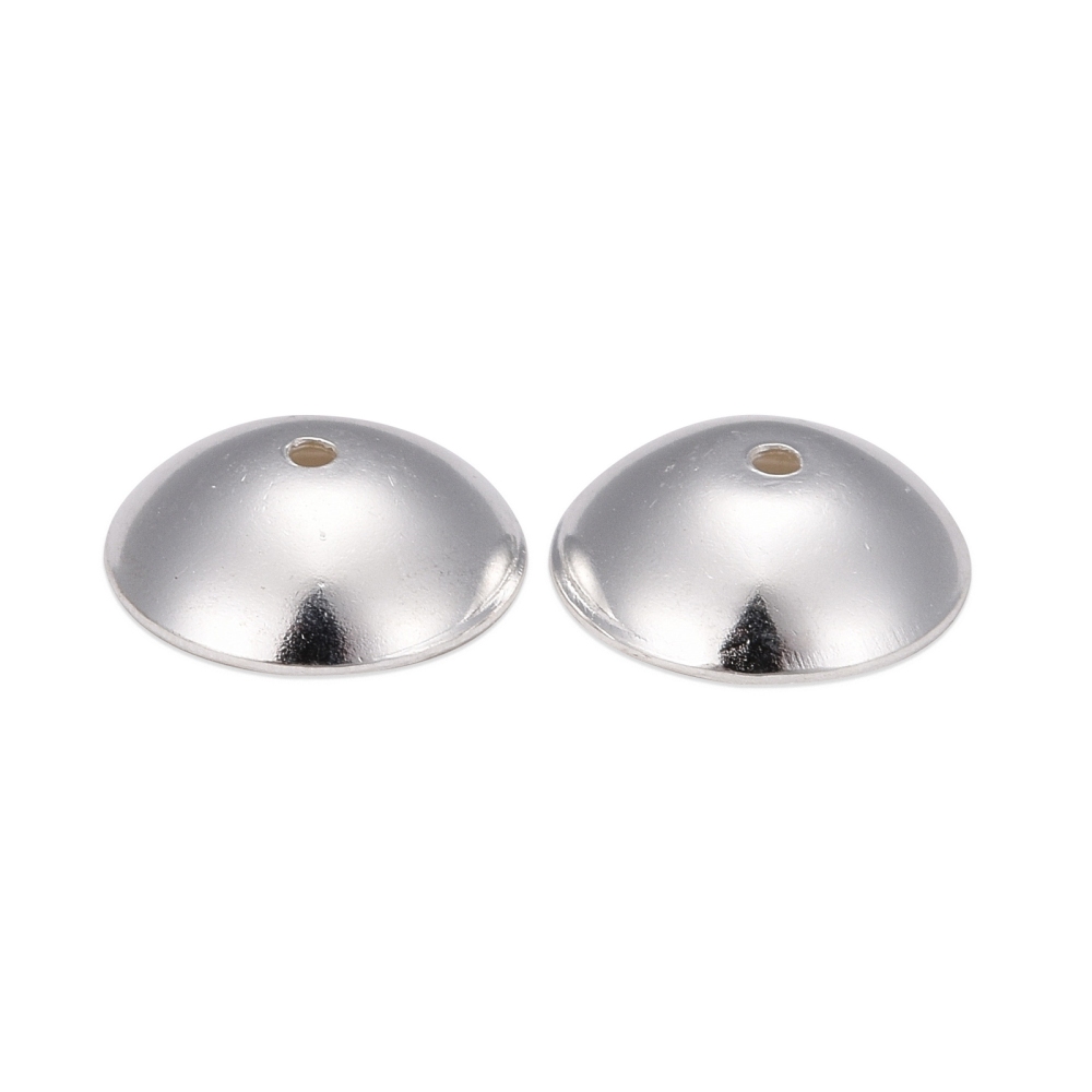 Silverfärgat rostfritt stål pärlhattar 8 mm, 10 st