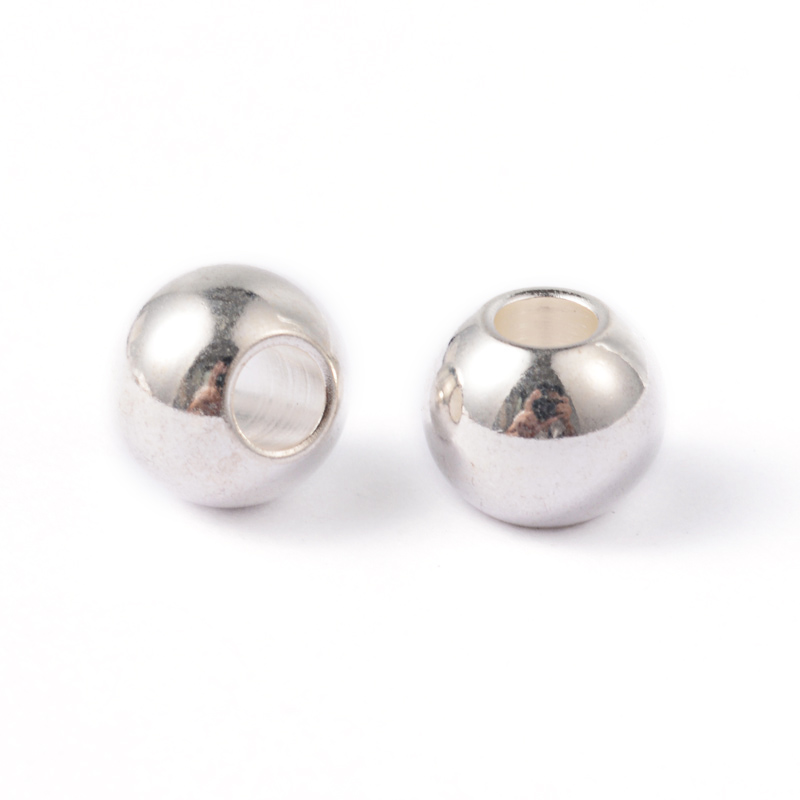 Silverfärgat rostfritt stål pärlor 6 mm, 10 st