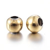 Guldfärgat rostfritt stål pärlor 8 mm, 50 st