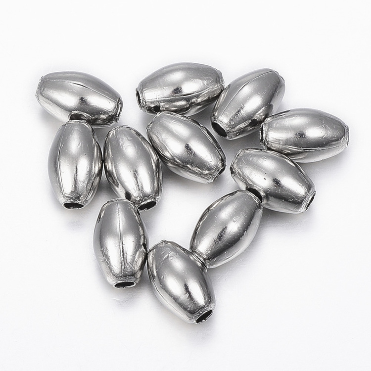Rostfritt stål ovala pärlor, ca 50 st