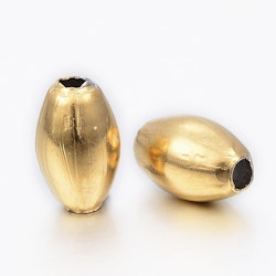Guldfärgat rostfritt stål ovala pärlor, ca 50 st