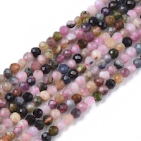 Facetterad turmalin multi 3 mm, 1 sträng