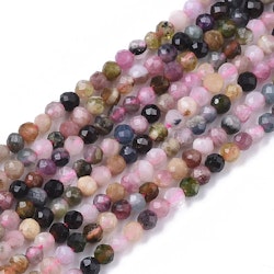 Facetterad turmalin multi 3 mm, 1 sträng