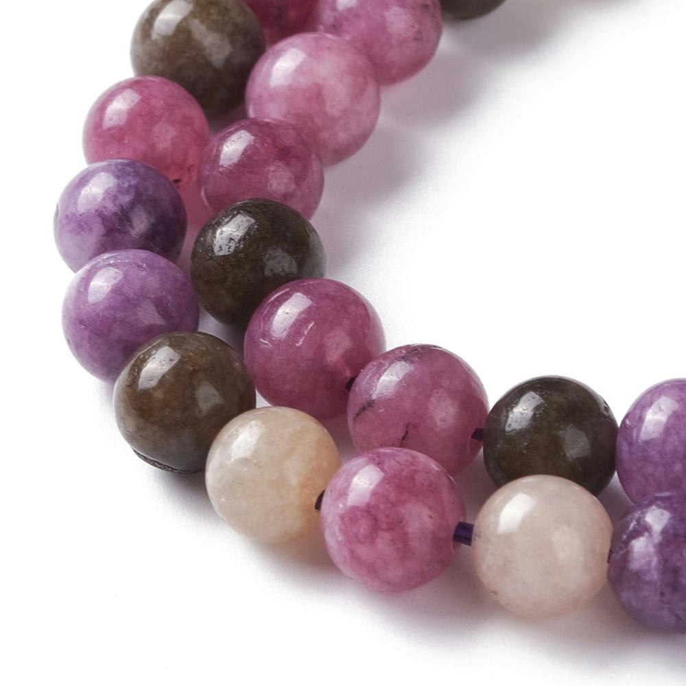 Jade 6 mm lila & brunmelerade, 1 sträng
