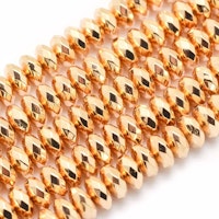 Ljust guldfärgad hematit facetterade rondeller 4x2.5 mm, 1 sträng