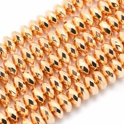 Ljust guldfärgad hematit facetterade rondeller 4x2.5 mm, 1 sträng