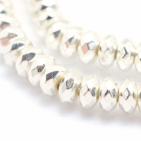 Silverfärgad hematit facetterade rondeller 4x3 mm, 1 sträng