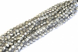 Facetterade glaspärlor 8 mm silver/glas, 1 sträng