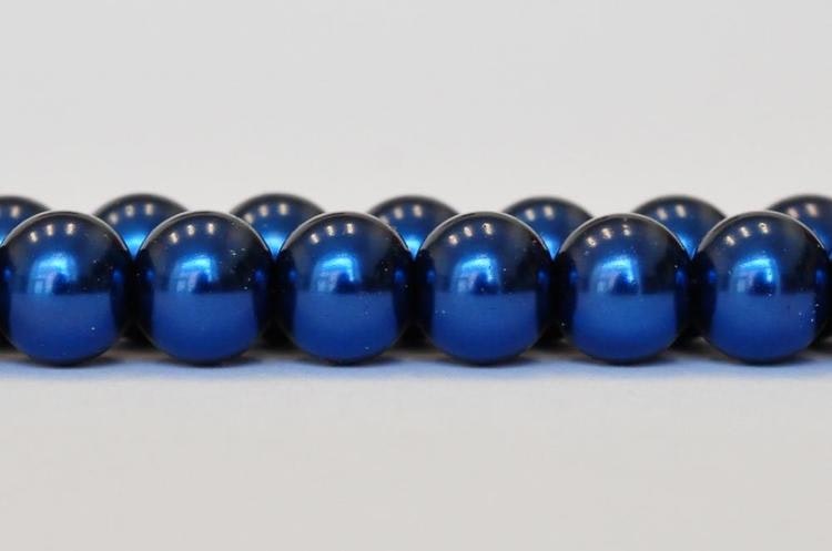 Vaxade glaspärlor 8 mm mörkblå, 1 sträng