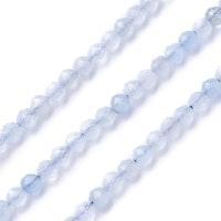 Facetterad akvamarin 3 mm, 1 sträng