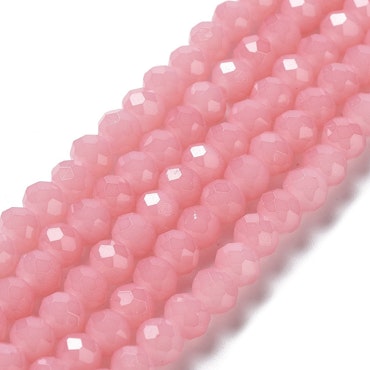 Facetterade abacus 4x3 mm korall, 1 sträng