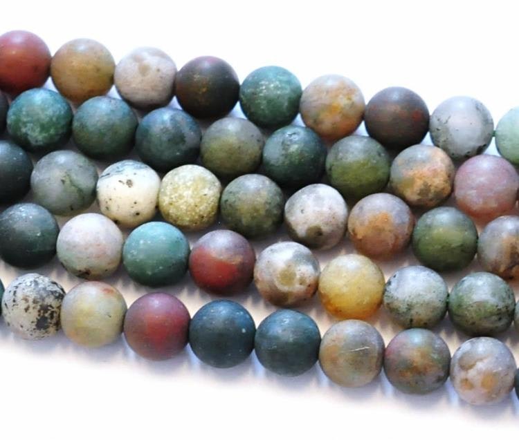Frostad Indian agate 10 mm, 1 sträng