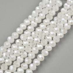 Facetterade abacus 2.5x2 mm vita glittriga, 1 sträng