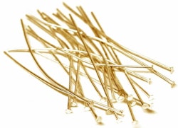 Guldfärgat kirurgiskt stål hattpinnar 5 cm med 24k plätering, ca 500 st