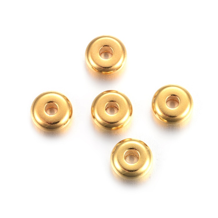 Guldfärgat rostfritt stål 304 rondeller 8 mm med PVD plätering, ca 200 st