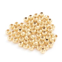 Guldfärgat rostfritt stål pärlor 3 mm med 18k plätering, ca 500 st